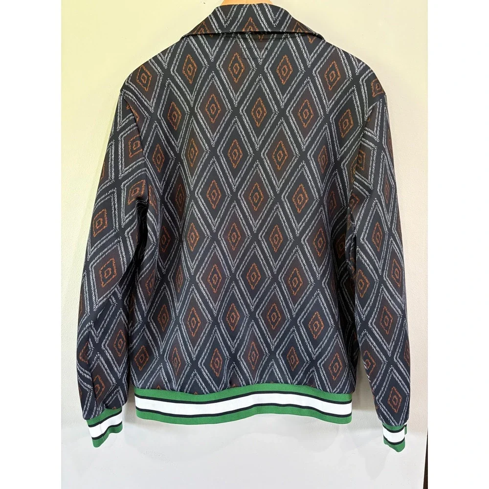 Zara Man Men's Large‎ Diamond Pattern Full Zip Lightweight Track Jacket Rare